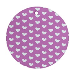 Heart Love Valentine White Purple Card Ornament (round)