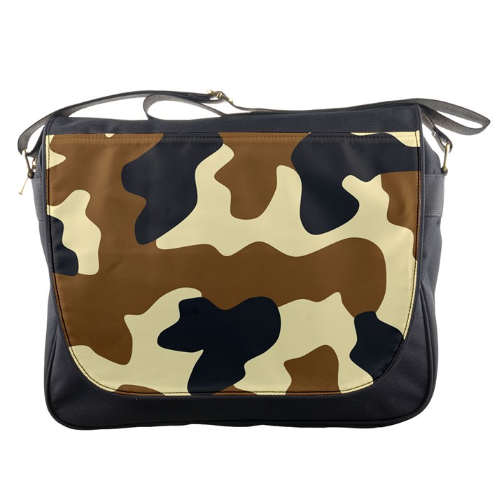 Initial Camouflage Camo Netting Brown Black Messenger Bags