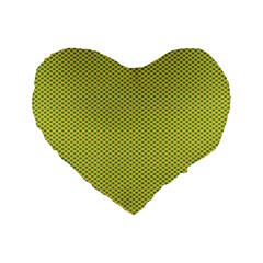 Polka Dot Green Yellow Standard 16  Premium Flano Heart Shape Cushions by Mariart