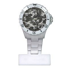 Initial Camouflage Grey Plastic Nurses Watch by Mariart