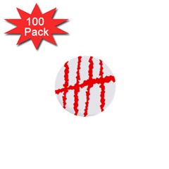 Scratches Claw Red White H 1  Mini Buttons (100 Pack) 