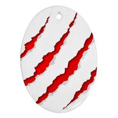 Scratches Claw Red White Ornament (oval) by Mariart