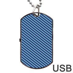 Striped  Line Blue Dog Tag Usb Flash (one Side) by Mariart