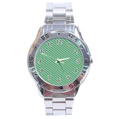 Striped Green Stainless Steel Analogue Watch by Mariart