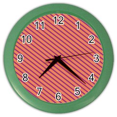 Striped Purple Orange Color Wall Clocks by Mariart