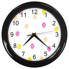 Stone Diamond Yellow Pink Brown Wall Clocks (black) by Mariart