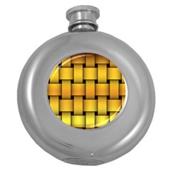 Rough Gold Weaving Pattern Round Hip Flask (5 Oz)