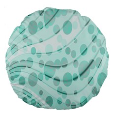 Abstract Background Teal Bubbles Abstract Background Of Waves Curves And Bubbles In Teal Green Large 18  Premium Flano Round Cushions by Simbadda