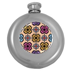 Abstract Seamless Background Pattern Round Hip Flask (5 Oz)