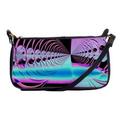 Blue And Pink Swirls And Circles Fractal Shoulder Clutch Bags by Simbadda