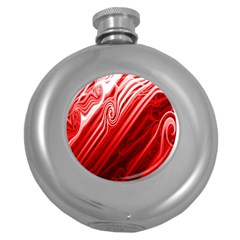 Red Abstract Swirling Pattern Background Wallpaper Round Hip Flask (5 Oz)
