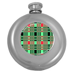 Bright Christmas Abstract Background Christmas Colors Of Red Green And Black Make Up This Abstract Round Hip Flask (5 Oz) by Simbadda