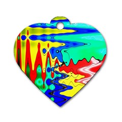 Bright Colours Abstract Dog Tag Heart (one Side) by Simbadda