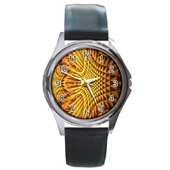 Patterned Wallpapers Round Metal Watch by Simbadda