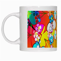 Abstract Flowers Design White Mugs by Simbadda