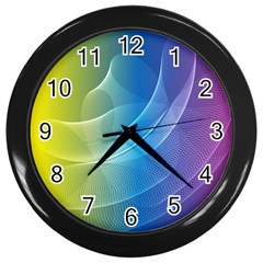 Colorful Guilloche Spiral Pattern Background Wall Clocks (black) by Simbadda