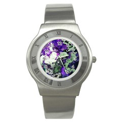 Background Abstract With Green And Purple Hues Stainless Steel Watch by Simbadda