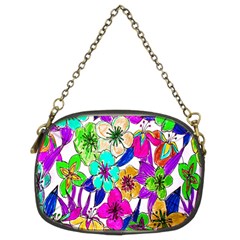 Floral Colorful Background Of Hand Drawn Flowers Chain Purses (two Sides) 