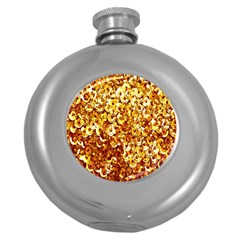 Yellow Abstract Background Round Hip Flask (5 Oz) by Simbadda