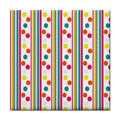 Stripes And Polka Dots Colorful Pattern Wallpaper Background Tile Coasters by Nexatart