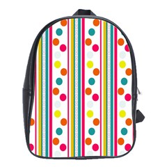 Stripes And Polka Dots Colorful Pattern Wallpaper Background School Bags (xl)  by Nexatart
