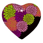 Floral Card Template Bright Colorful Dahlia Flowers Pattern Background Ornament (Heart)