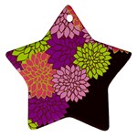 Floral Card Template Bright Colorful Dahlia Flowers Pattern Background Ornament (Star)