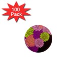 Floral Card Template Bright Colorful Dahlia Flowers Pattern Background 1  Mini Magnets (100 pack) 