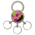 Floral Card Template Bright Colorful Dahlia Flowers Pattern Background 3-Ring Key Chains