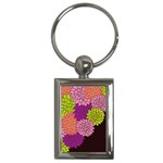 Floral Card Template Bright Colorful Dahlia Flowers Pattern Background Key Chains (Rectangle) 