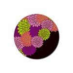 Floral Card Template Bright Colorful Dahlia Flowers Pattern Background Rubber Round Coaster (4 pack) 
