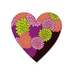 Floral Card Template Bright Colorful Dahlia Flowers Pattern Background Heart Magnet