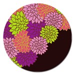 Floral Card Template Bright Colorful Dahlia Flowers Pattern Background Magnet 5  (Round)