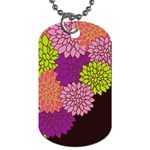 Floral Card Template Bright Colorful Dahlia Flowers Pattern Background Dog Tag (One Side)