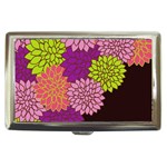 Floral Card Template Bright Colorful Dahlia Flowers Pattern Background Cigarette Money Cases