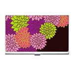 Floral Card Template Bright Colorful Dahlia Flowers Pattern Background Business Card Holders