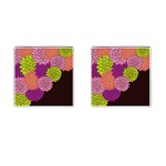 Floral Card Template Bright Colorful Dahlia Flowers Pattern Background Cufflinks (Square)