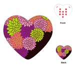 Floral Card Template Bright Colorful Dahlia Flowers Pattern Background Playing Cards (Heart) 
