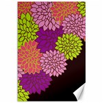 Floral Card Template Bright Colorful Dahlia Flowers Pattern Background Canvas 12  x 18  