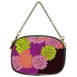 Floral Card Template Bright Colorful Dahlia Flowers Pattern Background Chain Purses (One Side) 