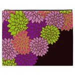 Floral Card Template Bright Colorful Dahlia Flowers Pattern Background Cosmetic Bag (XXXL) 