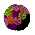Floral Card Template Bright Colorful Dahlia Flowers Pattern Background Standard 15  Premium Round Cushions