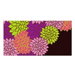 Floral Card Template Bright Colorful Dahlia Flowers Pattern Background Satin Shawl