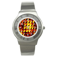 Yellow Seamless Abstract Brick Background Stainless Steel Watch by Nexatart