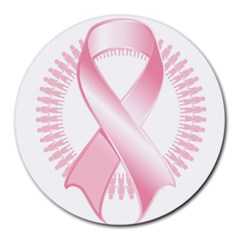 Breast Cancer Ribbon Pink Girl Women Round Mousepads