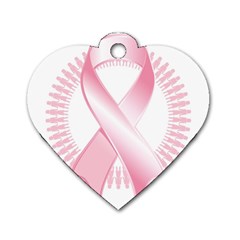 Breast Cancer Ribbon Pink Girl Women Dog Tag Heart (one Side) by Mariart