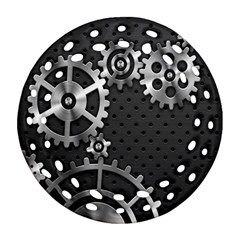 Chain Iron Polka Dot Black Silver Round Filigree Ornament (two Sides) by Mariart