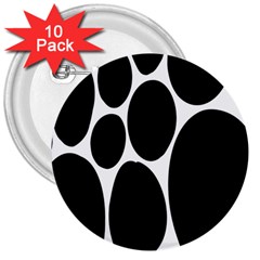 Dalmatian Black Spot Stone 3  Buttons (10 Pack)  by Mariart