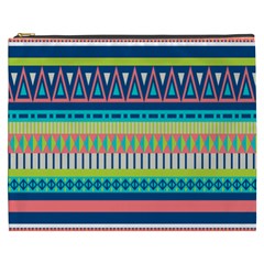 Aztec Triangle Chevron Wave Plaid Circle Color Rainbow Cosmetic Bag (xxxl) 