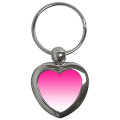 Gradients Pink White Key Chains (heart)  by Mariart